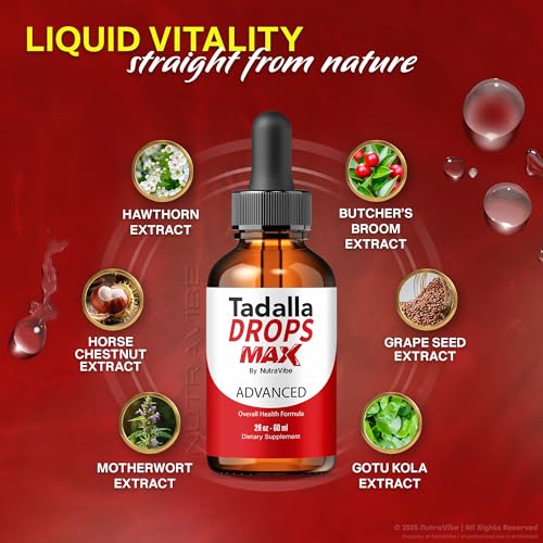 Información de ingredientes y uso de gotas NutraVibe Tadalla Max