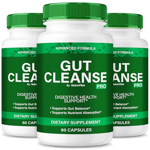 Paquete de 3 NutraVibe Gut Cleanse Pro 180 cápsulas digestivas
