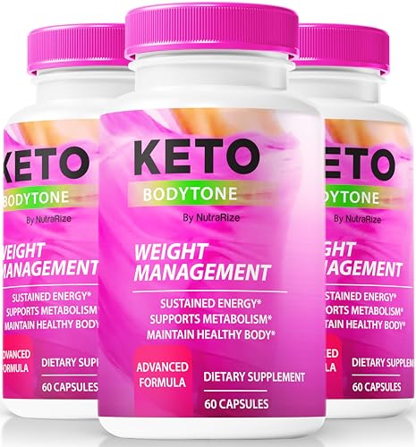 Frasco de cápsulas Keto Body Tone etiquetado NutraRize.