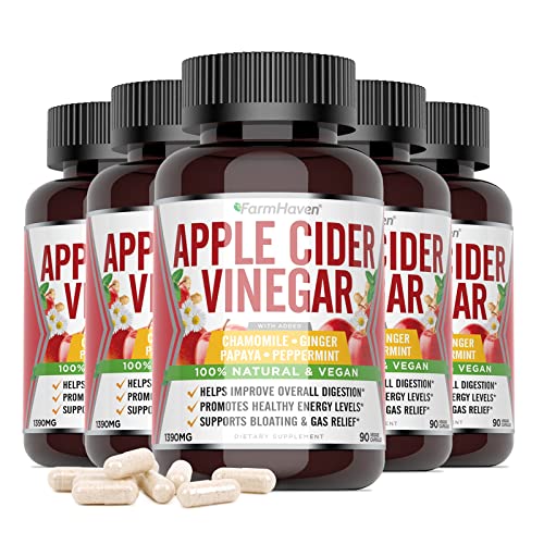 Cápsulas FarmHaven vinagre sidra manzana para digestión y energía