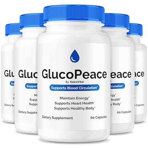 Paquete de 5 cajas de Gluco Peace suplemento circulatorio 300 cápsulas