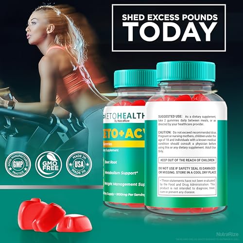 Gomitas Keto ACV NutraRize en fondo blanco