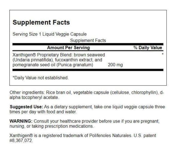 envase swanson xanthigen 90 cápsulas líquidas vegetales