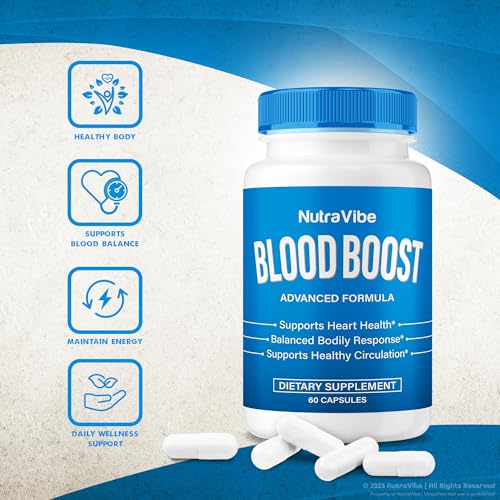 Detalle de cápsulas Blood Boost para energía y flujo natural