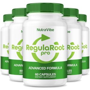 Frasco de probiótico RegulaRoot Pro NutraVibe paquete de 5 para digestión