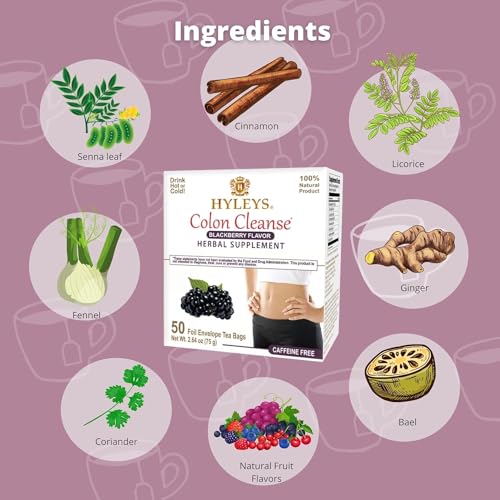 Bolsas de té sabor zarzamora limpieza colon Hyleys