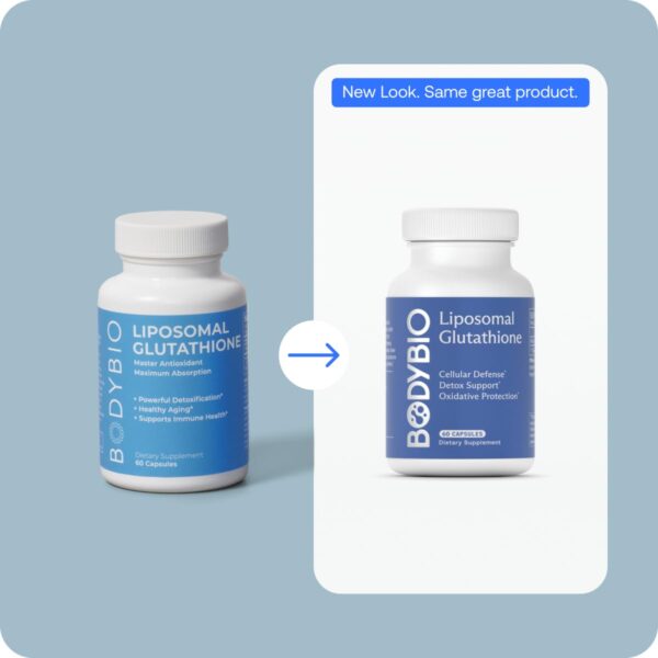 Embalaje BodyBio glutatión liposomal para salud celular