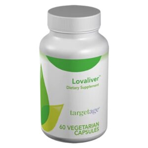 Frasco Targetage Lovaliver suplemento limpieza hígado 60 cápsulas