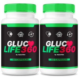 Paquete de dos frascos de Gluco Life 360 para apoyo cardiovascular