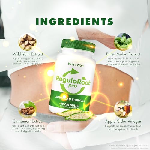 Version 1.0.0 Paquete cinco unidades probiótico NutraVibe RegulaRoot Pro para digestión