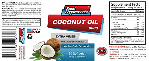 Frasco aceite de coco cápsulas blandas para energía y memoria
