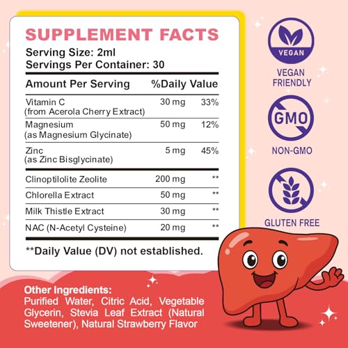 Etiqueta frontal de gotas Hovika Zeolite Detox para niños