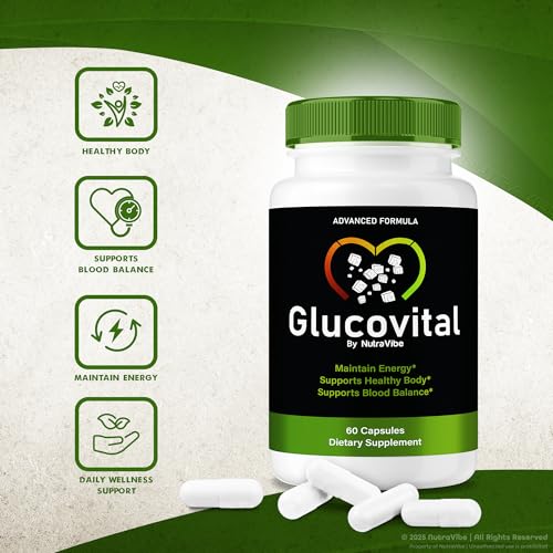 Cápsulas Glucovital fáciles de tragar NutraVibe 180 en total
