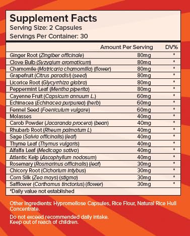 Version 1.0.0 Caja y frasco PCI Restore suplemento digestivo natural