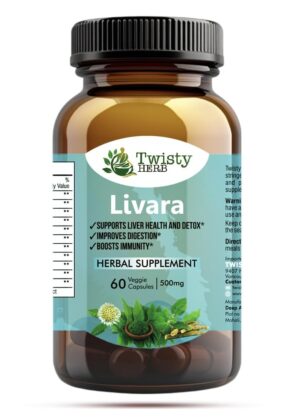 Envase de Twisty Herb Livara 60 cápsulas veganas