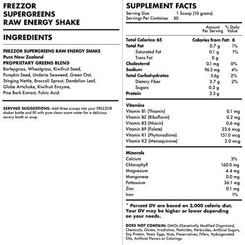 Suplemento FREZZOR Super Greens detox y energía saludable