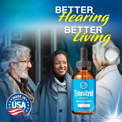 Frasco gotero NutraVibe Tinnitrol para uso diario auditivo