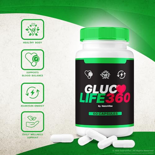 Envase de paquete triple Gluco Life 360 con 180 cápsulas
