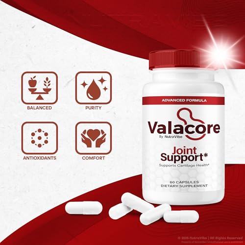 Frascos con cápsulas Valacore para apoyo articular