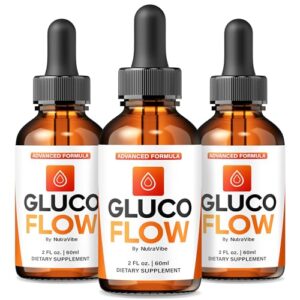 Paquete de 3 gotas Gluco Flow fórmula líquida natural para salud