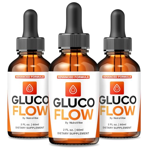 Paquete de 3 gotas Gluco Flow fórmula líquida natural para salud