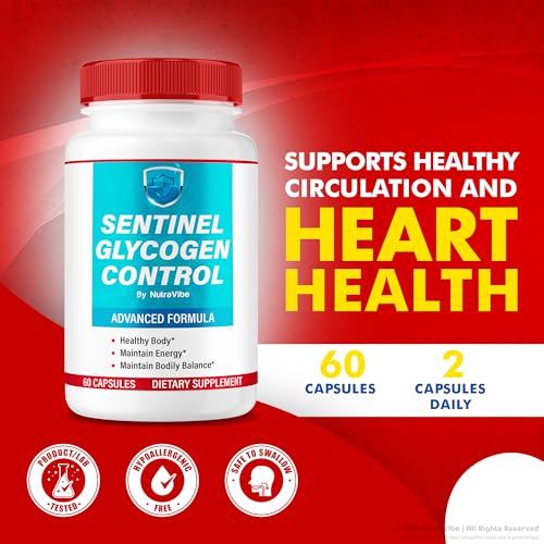 Vista lateral del frasco de Sentinel Glycogen Control NutraVibe