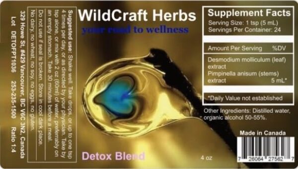 Etiqueta botella extracto detox Wildcraft Herbs