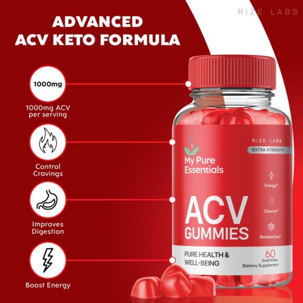 Etiqueta trasera gomitas My Pure Essential ACV Keto rize labs