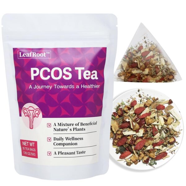 Caja de té LEAFROOT para SOP poliquístico y fertilidad femenina