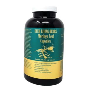 Frasco Ever Living Herbs Moringa 300 cápsulas para salud inmune