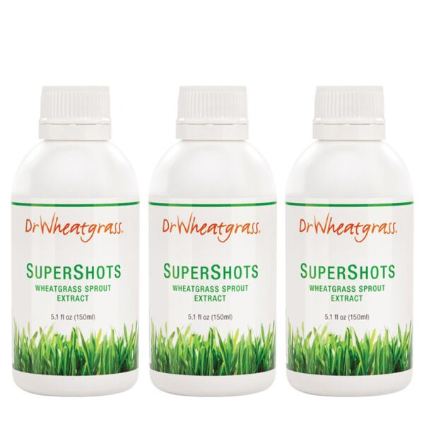 Paquete de 3 supershots Dr Wheatgrass extracto claro