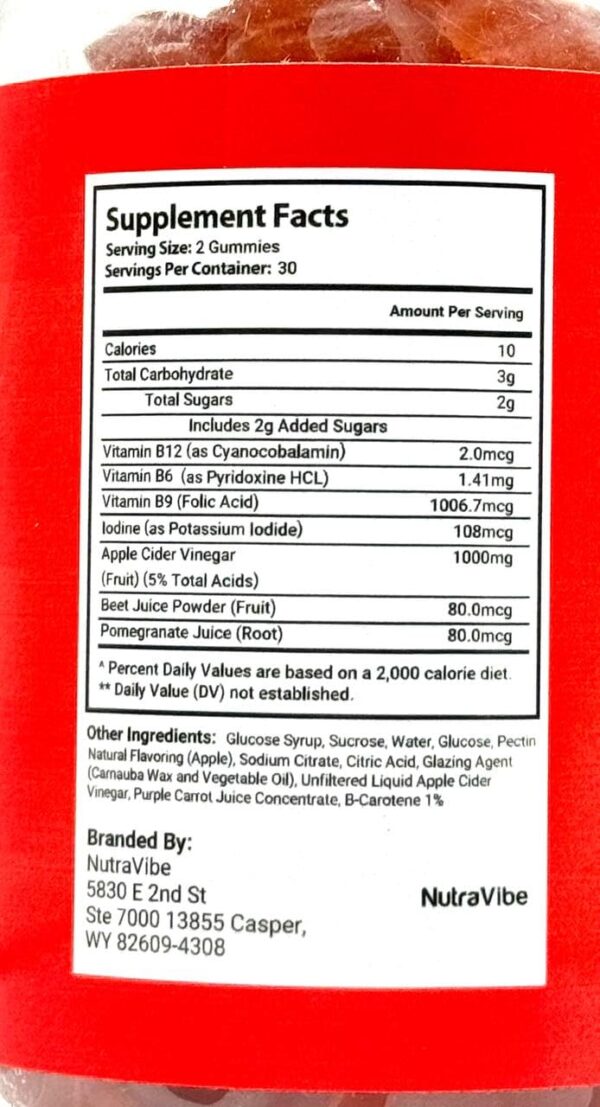 Sabor gomitas NutraRize NGN con vinagre de manzana natural