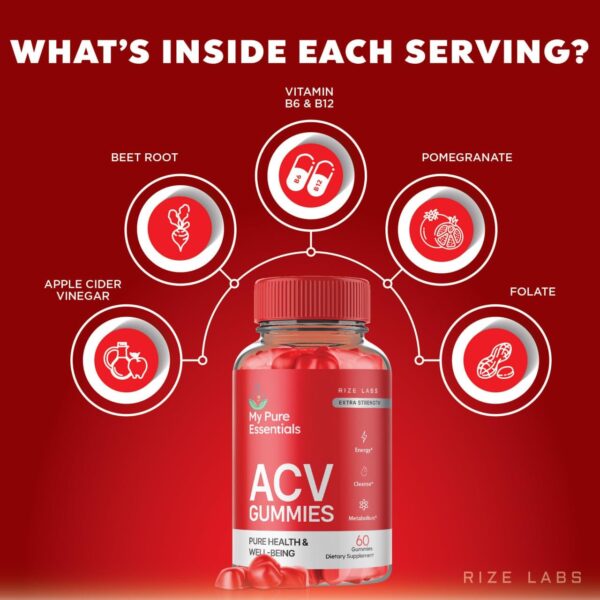 Detalle de gomitas rize labs My Pure Essential ACV Keto