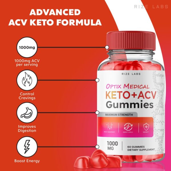 Envase gomitas Optix Medical Keto ACV vista frontal