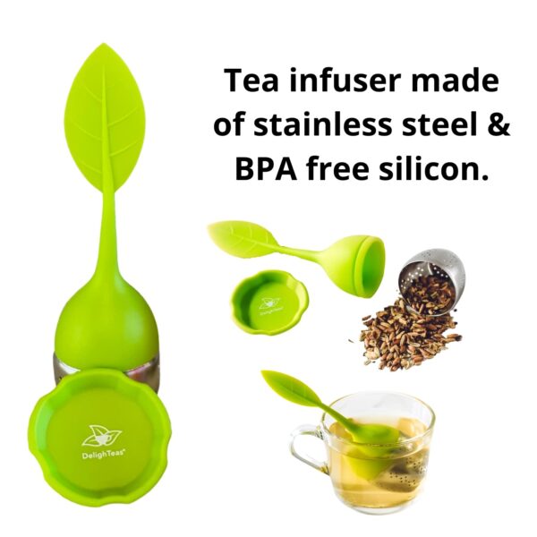 Detalle hoja de té orgánico DelighTeas para salud digestiva