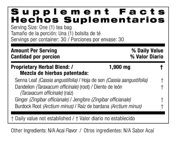Bolsitas de té herbal Acai Bio Nutrition para desintoxicación