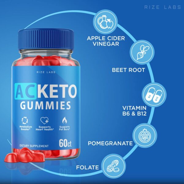 Detalle gomitas AC Keto rize labs primer plano