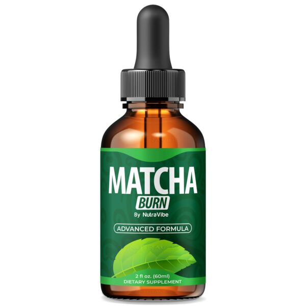 Frente de la botella Matcha Burn Drops