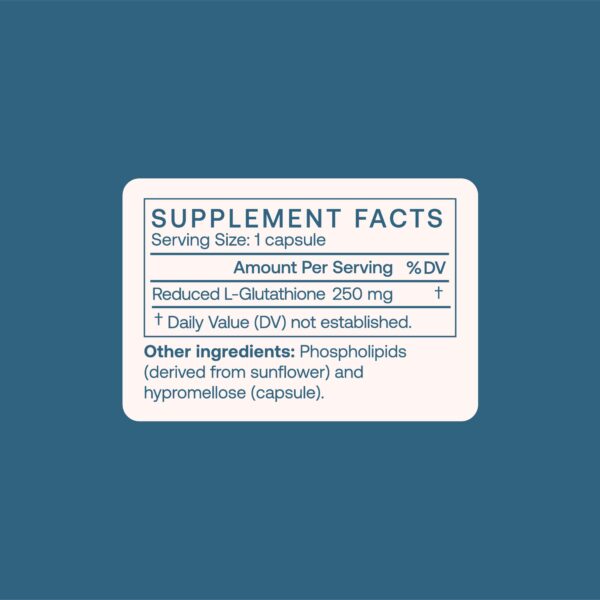 Cápsulas BodyBio glutatión liposomal sobre fondo blanco