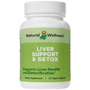 Natural Wellness soporte hepático cápsulas rojas y blancas