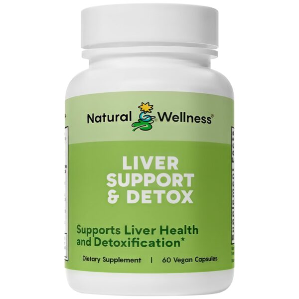 Natural Wellness soporte hepático cápsulas rojas y blancas