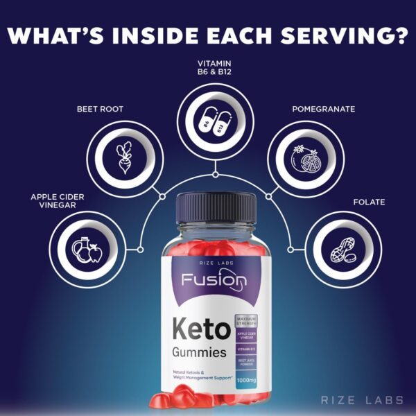 Paquete de 60 gomitas Keto Fusion Rize Labs para dieta keto
