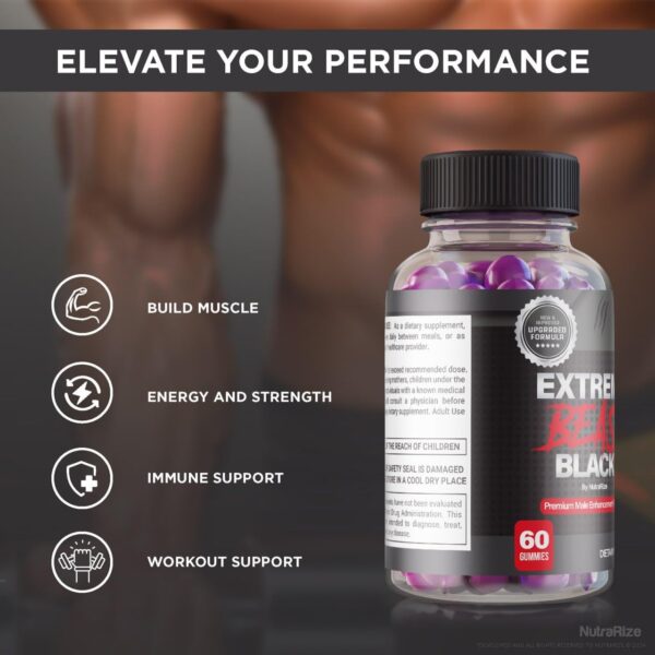 Empaque gomitas Extreme Beast Black fórmula premium hombres