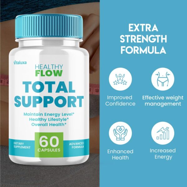 Frasco y etiqueta Vitaluxa Healthy Flow