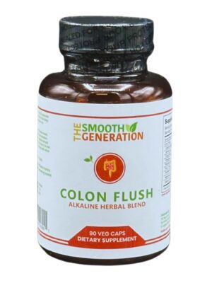 Frasco de cápsulas Colon Flush Detox de The Smooth Generation, frente