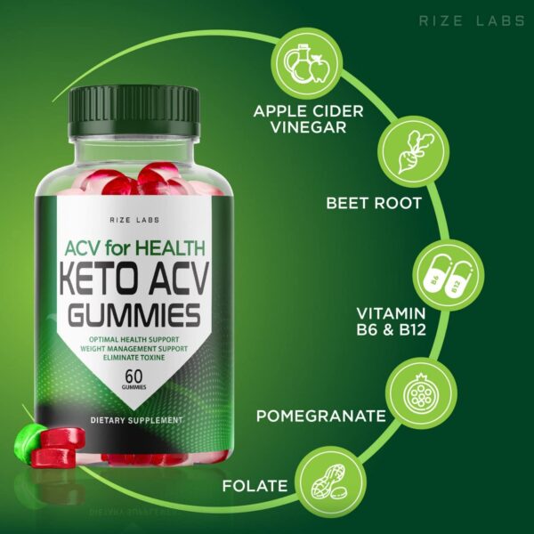 rize labs gominolas Keto ACV paquete frontal suplemento de peso