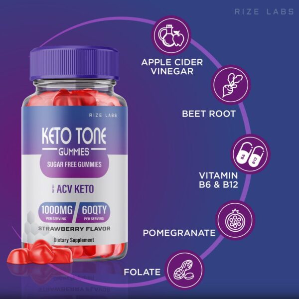 Frasco gomitas Keto Tone ACV fórmula avanzada para adelgazar