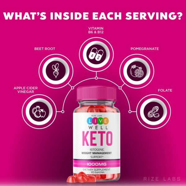 Gomitas Live Well Keto con fórmula avanzada para dieta keto