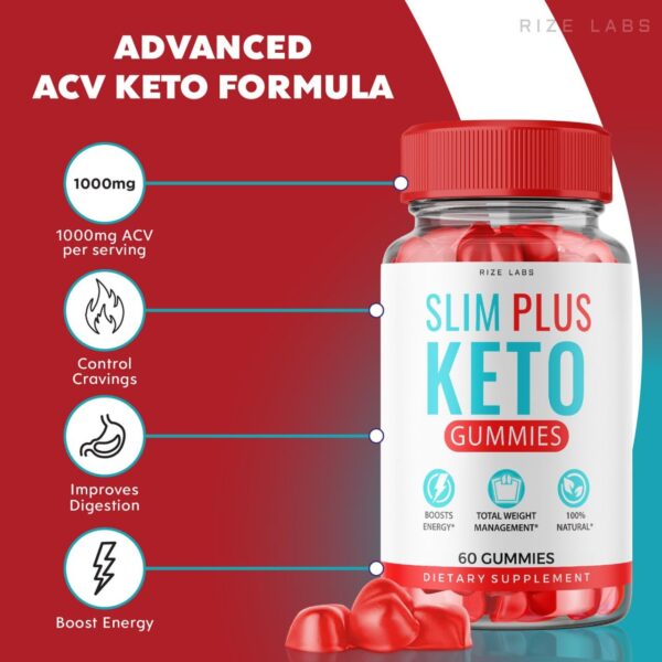 Vista lateral paquete 5 Slim Plus Keto ACV Gomitas