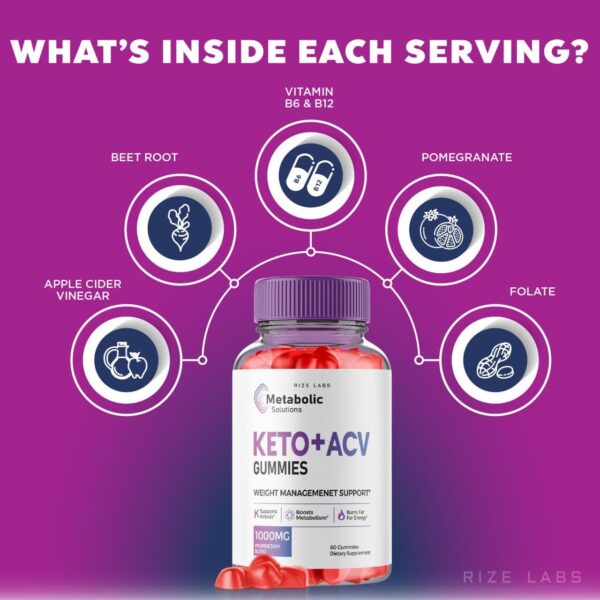 Frascos gomitas rize labs Metabolic Solutions 180 unidades